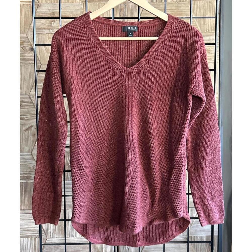 a.n.a Womens Sweater Sz Medium Burgundy Pullover Long Sleeve Cozy